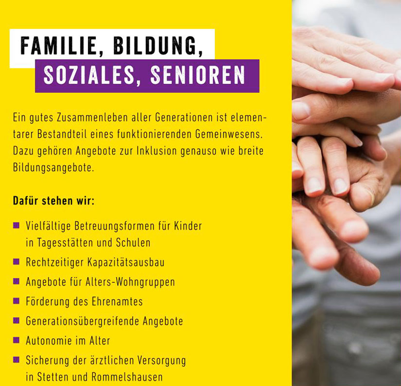 Arbeitsfeld Familie, Bildung, Soziales